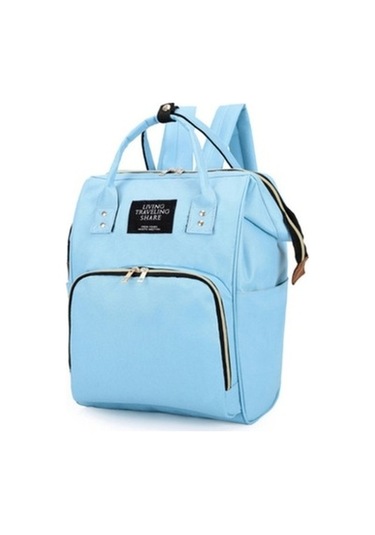 Mumya Çantası Büyük Kapasiteli Çok Fonksiyonlu Sırt Çantası Su Geçirmez Biberon Bezi Çantası Açık Mavi Açık Mavi