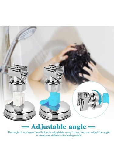 Primepickings Beyaz Abs Ev Otel Vantuz Duş Başlığı Tutucu Aksesuarları Dayanıklı Duvara Monte 2 Katlı Gri