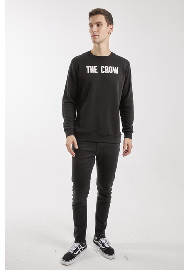 Crow Siyah O-yaka Sweatshırt Siyah