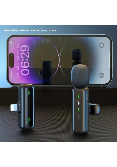 Akıllı Telefonlar İçin H63 2.4g Kablosuz Yaka Mikrofonu Canlı Akış Gürültü Azaltma Mikrofonu, 1 Verici + 1 Alıcı - C Tipi Konnektör