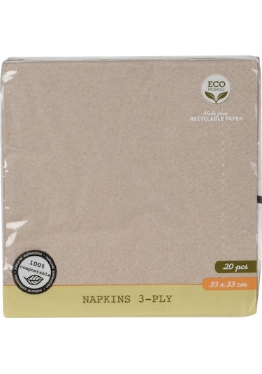 Eco Friendly Peçete %100 Eco Kağıt 33 x 33 CM 20 Adet