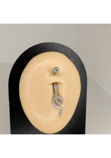 Aya Tasarım Gümüş Renk Yılan Figürlü Göbek Piercing
