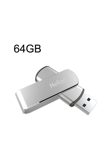 Netac U388 Yüksek Hızlı Usb3.0 Metal Döner Araç Bilgisayarı U Disk, Kapasite: 64gb