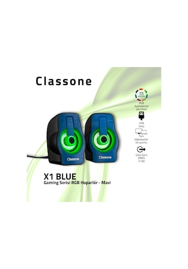 Classone X1 Blue  Rgb Gaming Hoparlör - Mavi