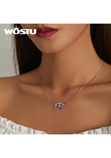 Wostu Wedjat Göz Gümüş Gerdanlık Kolye 925 Ayar Gümüş Antik Mısır Horus'un Gözü Kolye Kolye Kadınlar İçin Güzel Takı