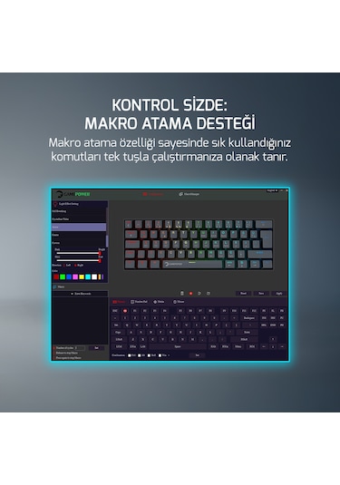Gamepower Lyra Rgb 60m 62tuş Siyah Mekanik Kablolu Red Switch Ckckgmp0015
