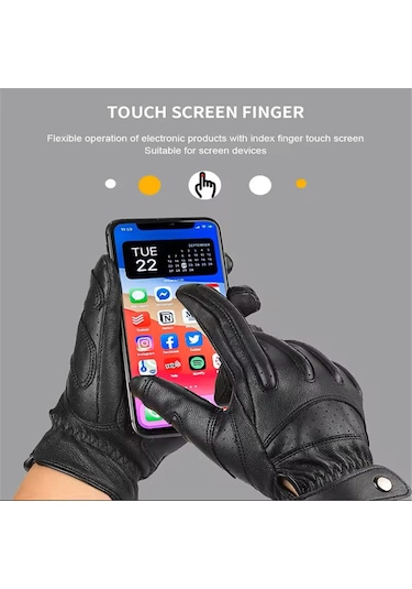 Mufunye Xl Siyah Kuzulu Motorcu Eldiveni - Dokunmatik Ekran, Solunumlu, Darbe Emici Sponge Ve Kayma Önleyici Eldiven