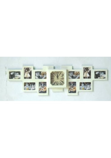 MUTFAK SAATLERİ-MB FOTOĞRAF ÇERÇEVELİ KREM DUVAR SAATİ-80*24*6 CM Ahşap