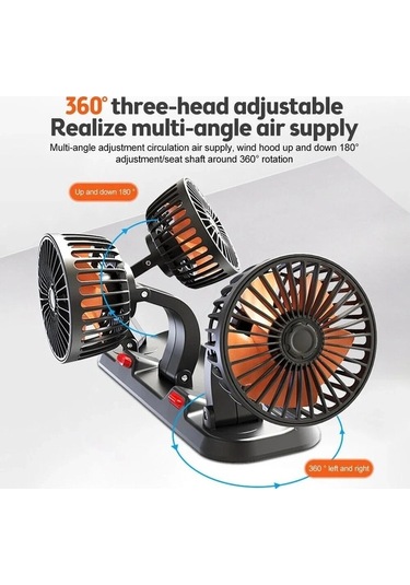 Tongxida Araba Fanı 360 Ayarlanabilir 3 Kafa Hava Sistemi, Otomotiv Kullanımı İçin