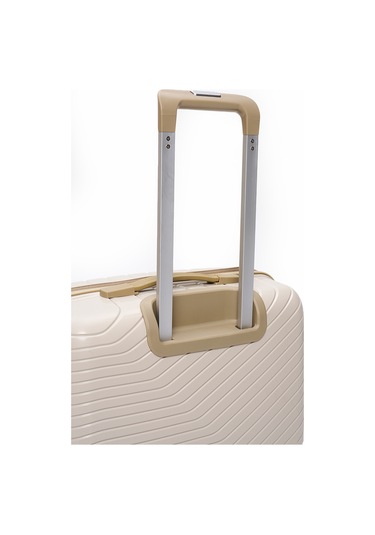 Elatae Exclusive Pro Polipropilen Kırılmaz 3'lü Valiz Seti Büyük - Orta Boy Ve Makyaj Çantası Bej - Vizon 5239 Bej - Vizon