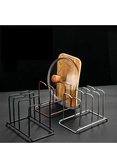 Trendooze Gümüş Mutfak Aksesuarı - Tencere Kapağı Tutucu & Kesme Tahtası Gümüş