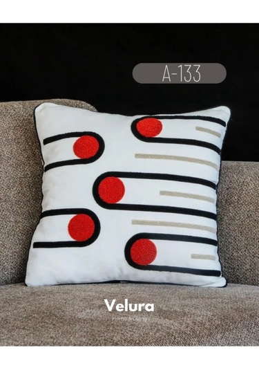 Dekoratif Kırlent & Pinterest Kırlent & Keten Kumaş - Nakış İşleme & A133 Turuncu - Yeşil