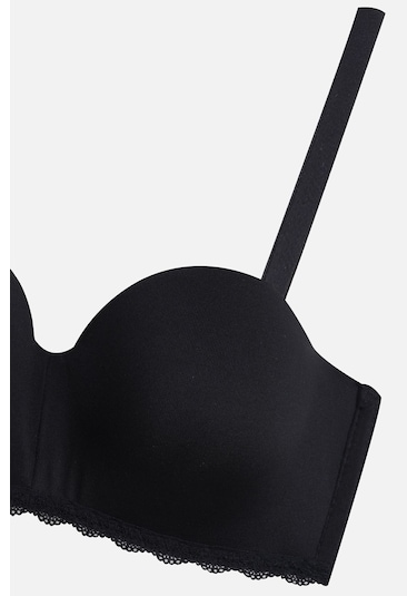 Kadın Dolgusuz Mikro Straplez Sütyen 80516 Siyah Siyah