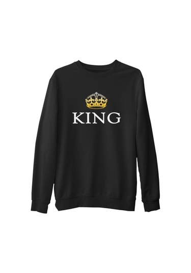 King Siyah Erkek Kalın Sweatshirt