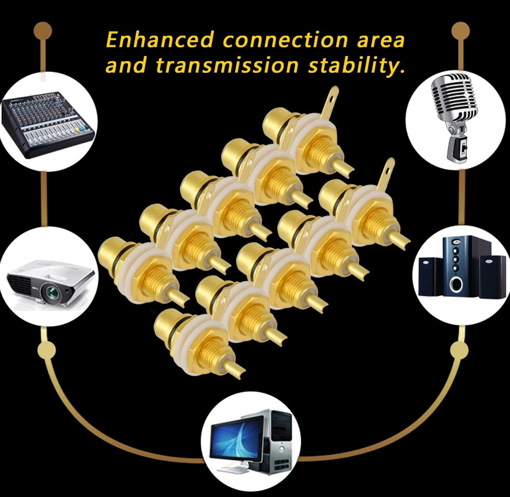 Tenfowee 10 Adet Siyah Altın Kaplama Bakır Rca莲花母座 - Hızlı Aktarım, Eşit Ses Kalitesi Ve Stabil Bağlantı İle Ses Ekipmanları İçin