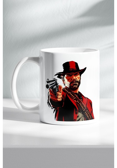 Rdr2, Red Dead Redemption 2 - Tasarım Baskılı Kahve Kupası Hediye Porselen Kupa Beyaz