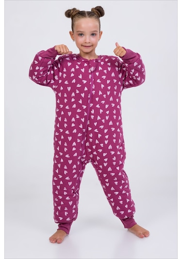 Kız Erkek Çocuk Kalın Elyaf Dolgulu Premium Kalite 2.5 Tog Desenli Uyku Tulumu Koyu Mor