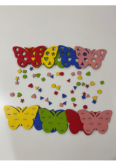 Eğitici Ahşap Kelebek Oyunu Strateji Ve Mantık Oyunu 5'li Set