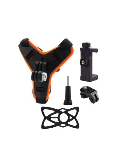 Prepare Aksiyon Kamera Ve Telefon Tutucu Set Kask İçin Alt Çene Bağlantı Aparatı Turuncu