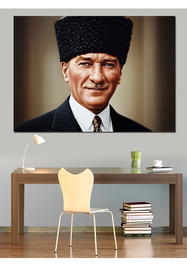 Gülümseyen Atatürk Dekoratif Kanvas - Mdf Ahşap Tablo