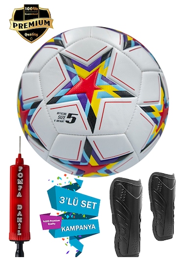 Alastor Şampiyonlar Ligi Futbol Topu Pompa Ve Tekmelik Beyaz - Kırmızı