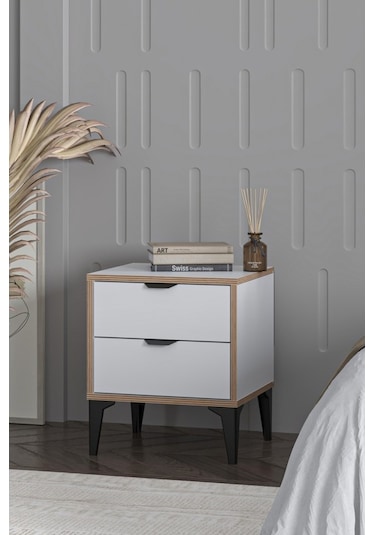 Arden 2 Çekmeceli Komodin Beyaz