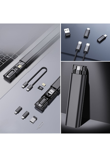 Zmc Bilişim Cep Tipi 60w Bas Aç Type-c,iphone Şarj,micro Usb Hızlı Şarj Data Kablo Seti