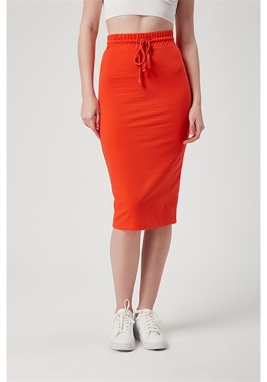 Mercan Rengi Beli Lastikli Spor Kalem Etek