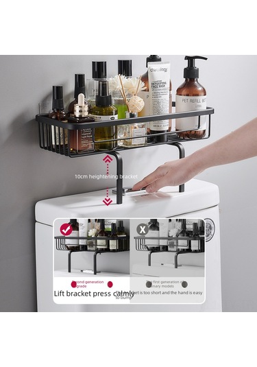 Teltree Danle Marka Duvarlı Tuvalet Depolama Rafı - Alüminyum Materyal, Delme Yok Kurulum, Çok Amaçlı Banyo Gereçleri Saklama Siyah Diğer