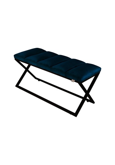 Varcera Black- Mavi Dilimli Model Puf & Bench & Koltuk & Oturma Bankı & Yatak Odası Önü