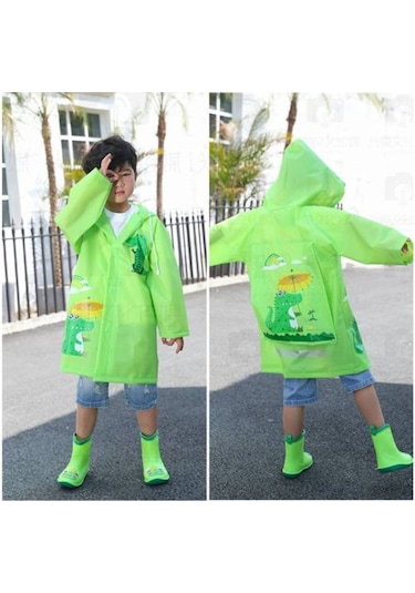 Hayvan Figürlü Kapüşonlu Unisex Çocuk Yağmurluk