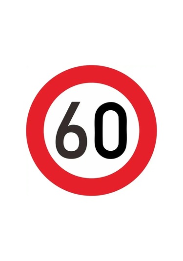 1pc Trafik Uyarı Işareti Hız Sınırı 10 20 30 40 50 60 70 80 90 Km/saat Moto Number 60 20x20cm 1 Piece Set