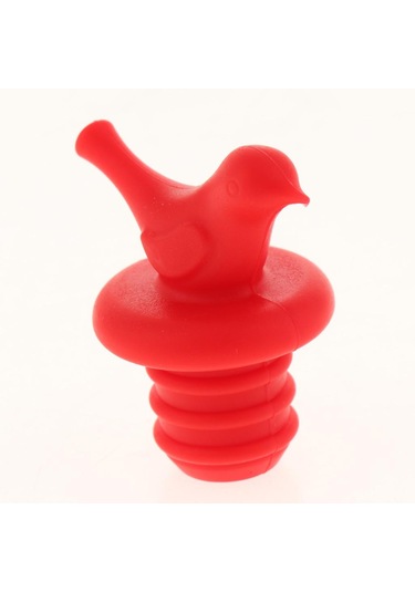 Suntek 3 Adet Silikon Küçük Kuş Şarap Şişesi Tıpa Kırmızı