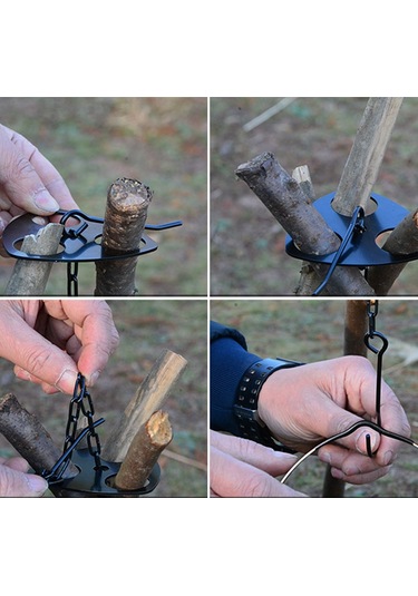 Sundick Kamp Tripod Asılı Pot Braketi Barbekü Raf Askı Y20141 Siyah