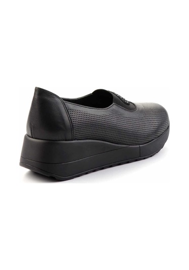Siyah Hakiki Deri Kadın Casual Ayakkabı K01586391003 Siyah