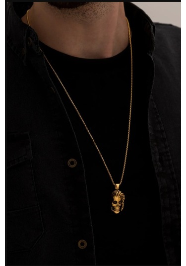 Osmanlı Gümüş Saçlı Kurukafa Model 316 L Paslanmaz Erkek Çelik Kolye