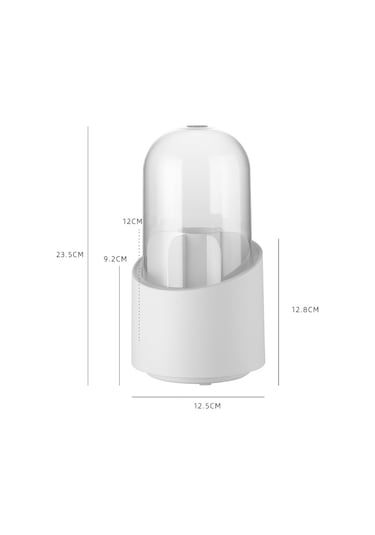 Sones Qy7155 Makyaj Fırçaları İçin Şeffaf Döndürülebilir Toz Geçirmez Saklama Kovası Beyaz