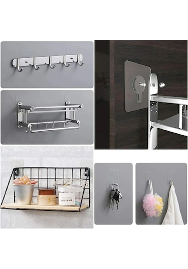 Güçlü Yapışkanlı 6mm Hanger Vidalı Askılık 1 Adet-al4263 Şeffaf