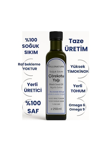 Villenature 2'li Set Soğuk Sıkım Çörekotu Yağı Black Seed Oil Nigella Sativa 250 Ml