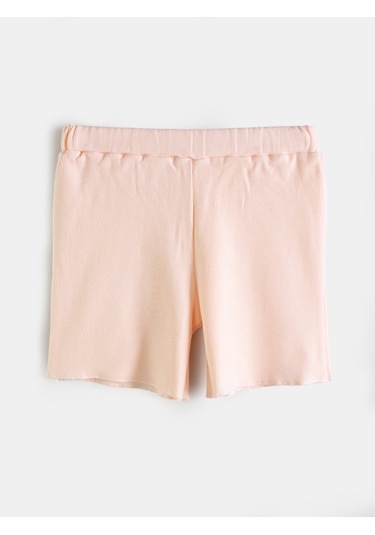 Aysbebe Kız Çocuk Dondurma Nakışlı Şortlu Kaşkorse Takım Kısa Kollu Somon MTC1002S