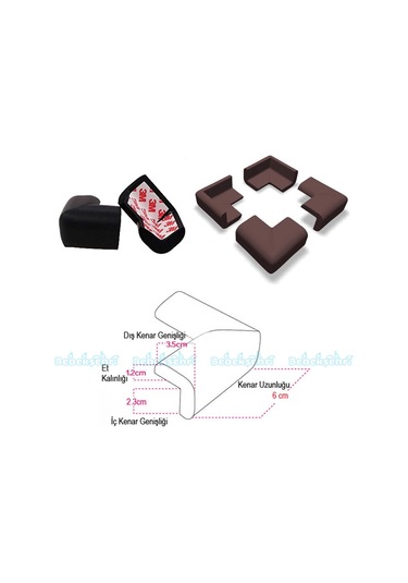Evokids Kauçuk Köşe Koruyucu 4'Lü (Kahve) Çok Renkli