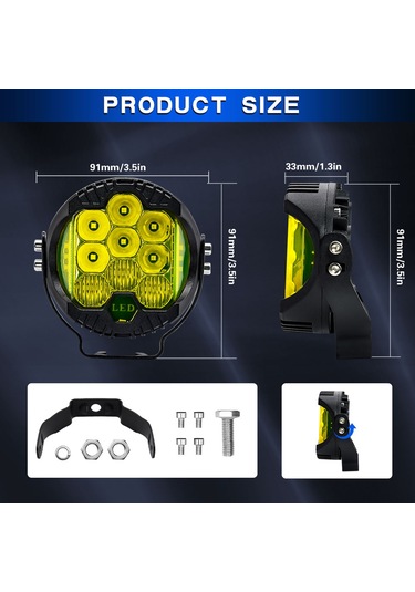 Xindoker 3 İnç Suv Led Farı 2 Adet - Orta Beyaz Sürekli, Yanak Sarı Sürekli Ve Parıltı Modu, 150w 30000lm Ip67 Dayanıklı