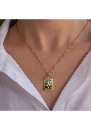 Çelik Kolye, Altın Kaplama Oğlak Burcu Kadın Kolyek-134 Altın