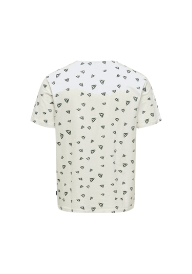 Only Erkek T-shirt Sıfır Yaka Desenli 22028732 Beyaz