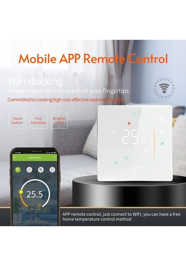 Pazly Siyah Bht-006gclw Kazan Isıtma Termostat: Wifi, Dokunmatik, Akıllı Uygulama, Alexa & Google Home Desteği