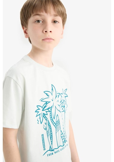 DeFacto Erkek Çocuk Pijama Takımı Kısa Kollu Üst Esnek Belli Şort F1735A825HSBE516