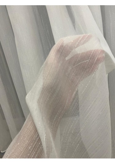 Venedik Armürlü Modern Şık Ekru Gümüş Simli Tül Perde 1/2,5 Orta Normal Pileli Ekru-gümüş