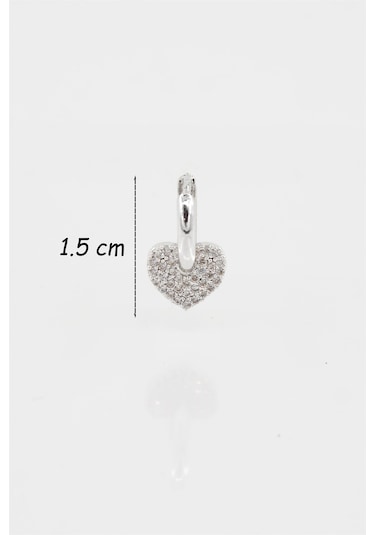 Kadın Kendi Tarzını Oluştur Zirkon Taşlı Kalp Figürlü Helix Model 1 Adet Küpe Çok Renkli