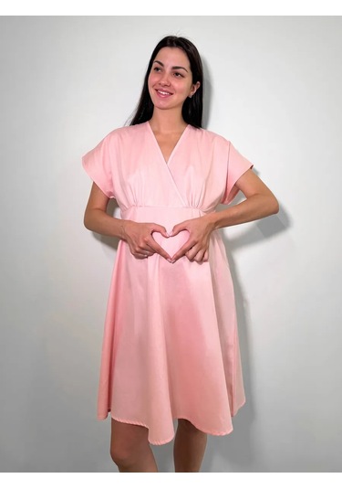 Modamıca Gebe Ve Emziren Anneler İçin Hastane Saten Gece Elbisesi 468594895 Pembe