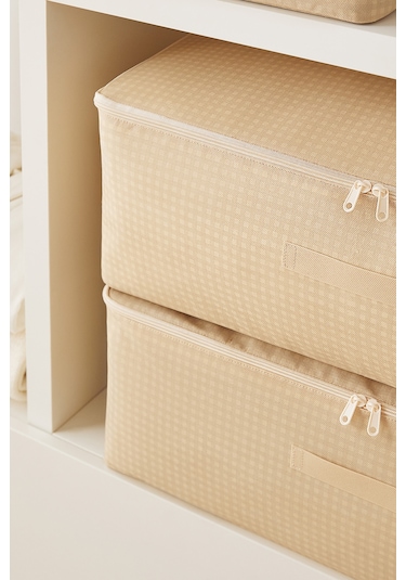 Home Wave 4'lü Mega Boy Bej Pötikare Baza Altı Hurç Set 74 x 46 x 22 cm